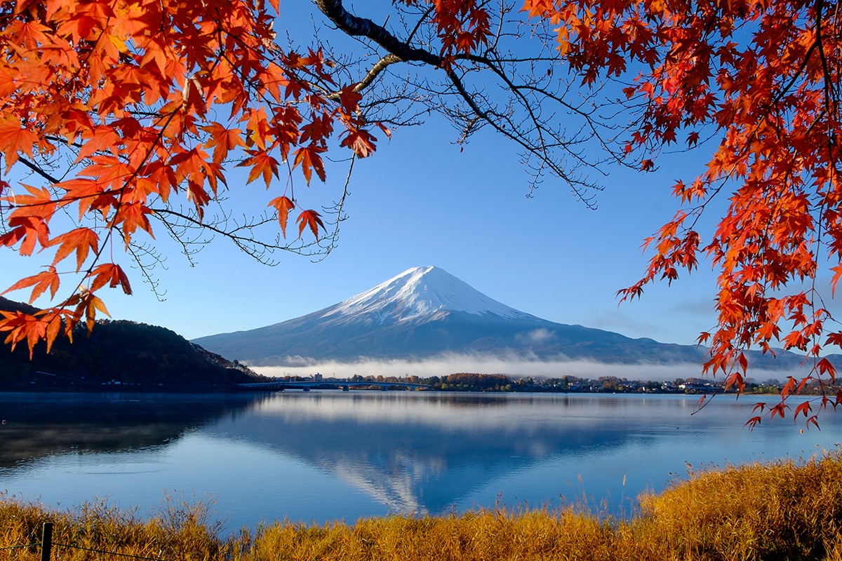 Mount Fuji sunrise view from Kawaguchiko, Japan